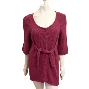 VTG ANTHROPOLOGIE Tabitha Bell Sleeve Bohemian Cardigan in Fuchsia  Y2K  SZ 6